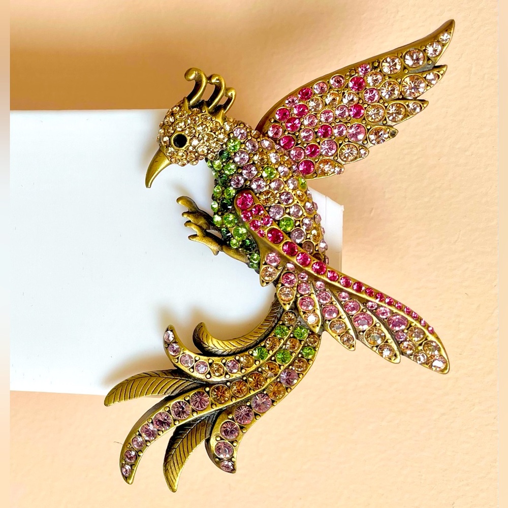 Vintage Jay Strongwater Bird Of Paradise Rhinestone Brooch - Picture 1 of 7